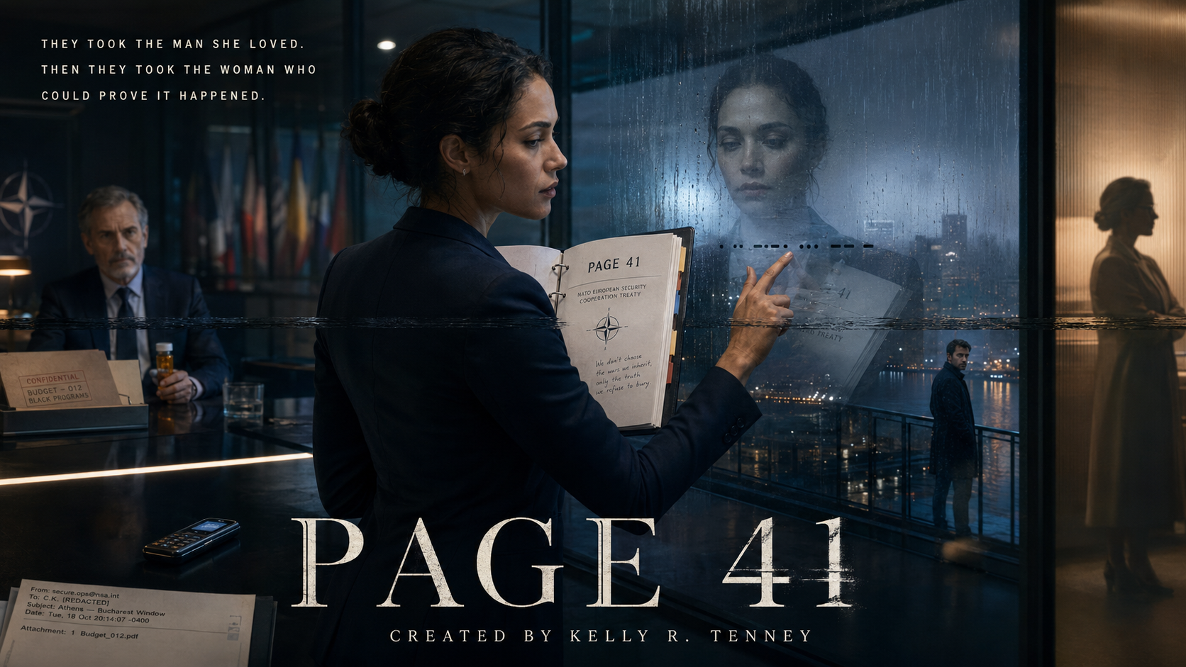 Page 41 poster featuring a NATO treaty architect uncovering a conspiracy