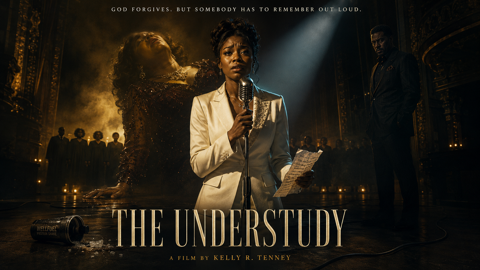 The Understudy poster featuring a gospel singer at a microphone